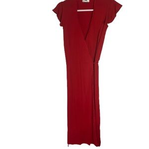 DVF Vintage Wrap Dress Red Short Sleeve Rayon